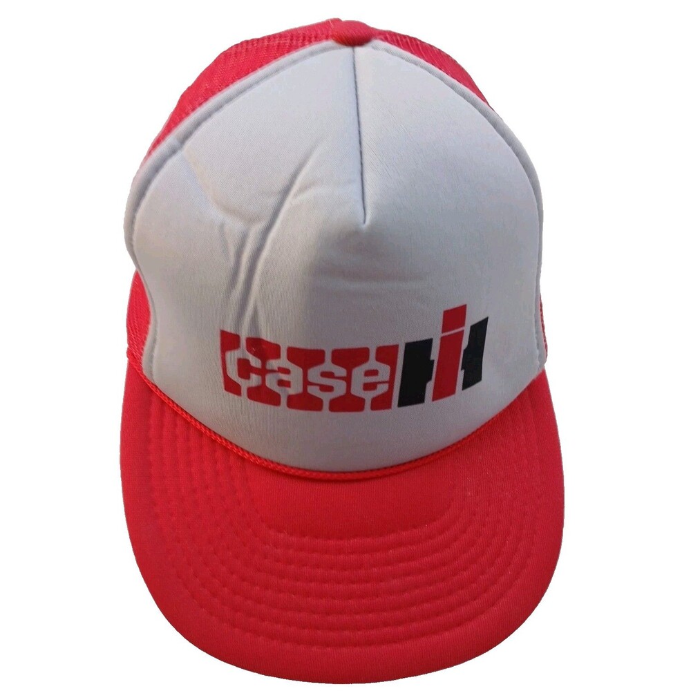 Case International Snapback Vtg Hat Cap OSFA Truckers Red Gray Mesh Casual USA